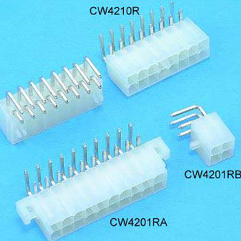Oblea dual de los conectores de la fila del poder de la echada de 0.165&quot; (4.20mm), serie CW4201R, CW4201RA